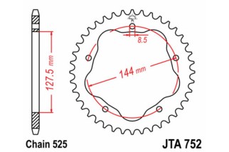 Couronne JT SPROCKETS aluminium Ultra-Light 752 - 525 - Nécessite un porte couronne JT SPROCKETS