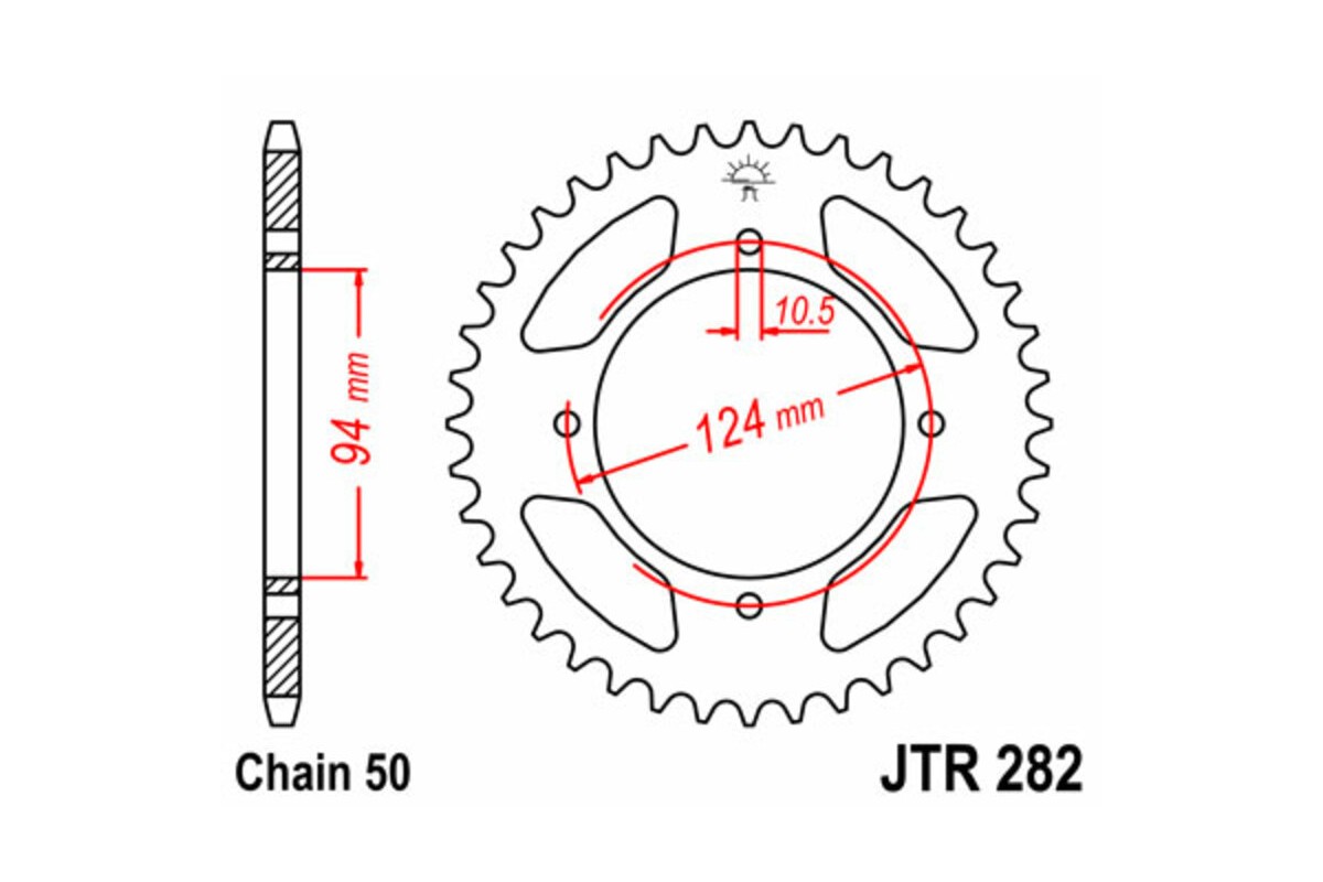 Couronne JT SPROCKETS acier standard 282 - 530