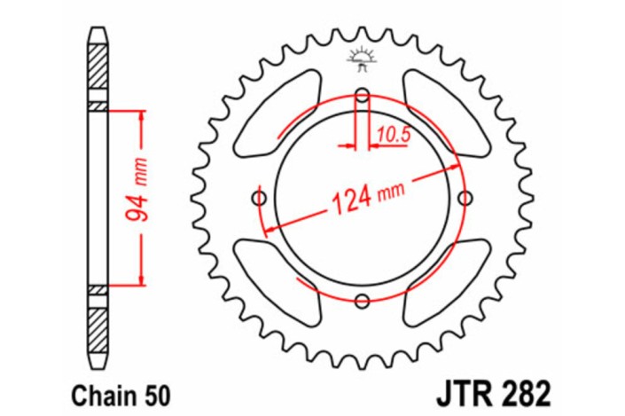 Couronne JT SPROCKETS acier standard 282 - 530