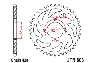 Couronne JT SPROCKETS acier ultra-light anti-boue anodisé dur 803 - 428