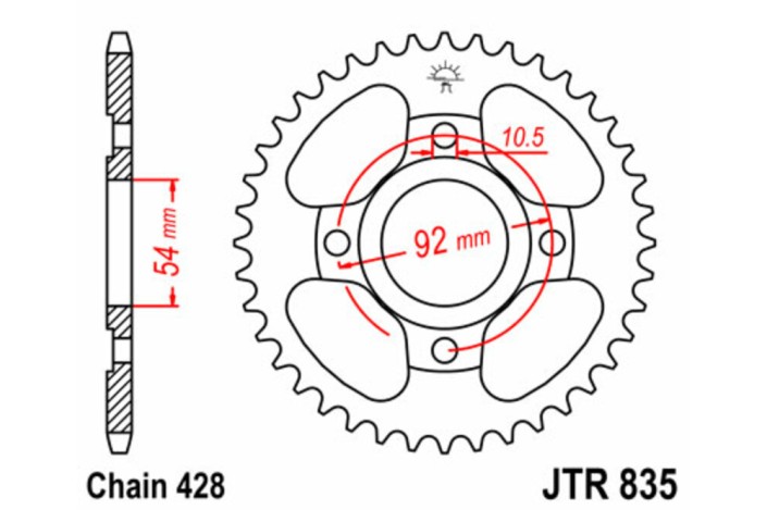 Couronne JT SPROCKETS acier standard 835 - 428