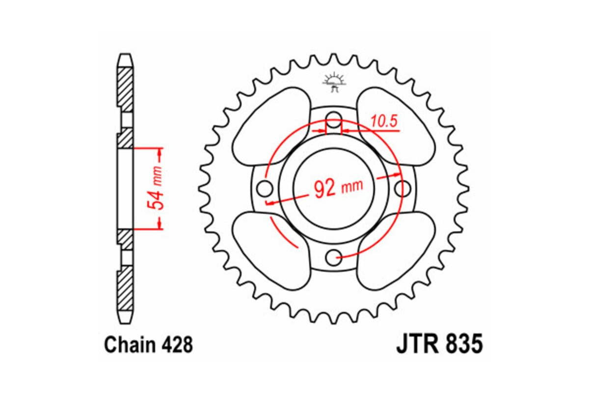 Couronne JT SPROCKETS acier standard 835 - 428