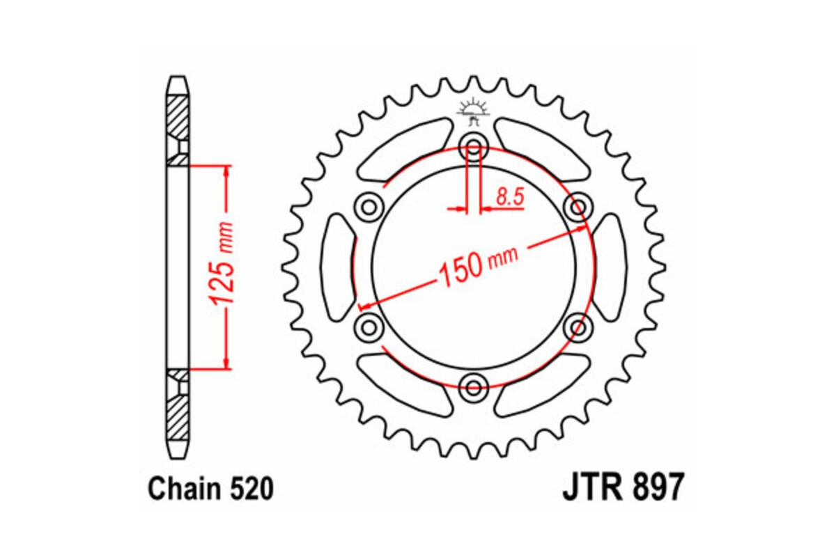 Couronne JT SPROCKETS acier standard 897 - 520