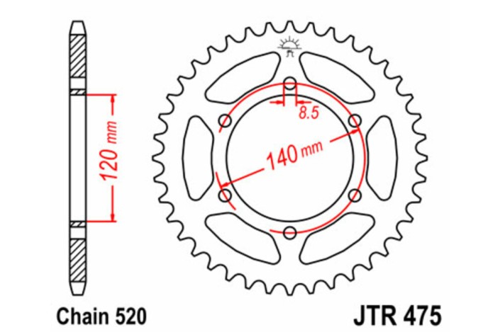 Couronne JT SPROCKETS acier standard 475 - 520
