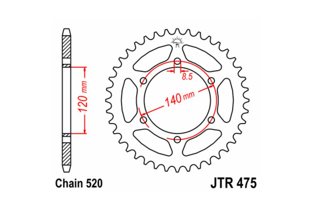 Couronne JT SPROCKETS acier standard 475 - 520