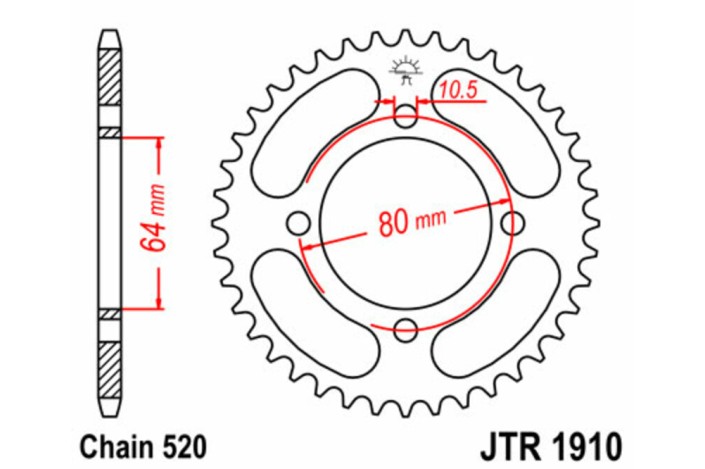 Couronne JT SPROCKETS acier standard 1910 - 520