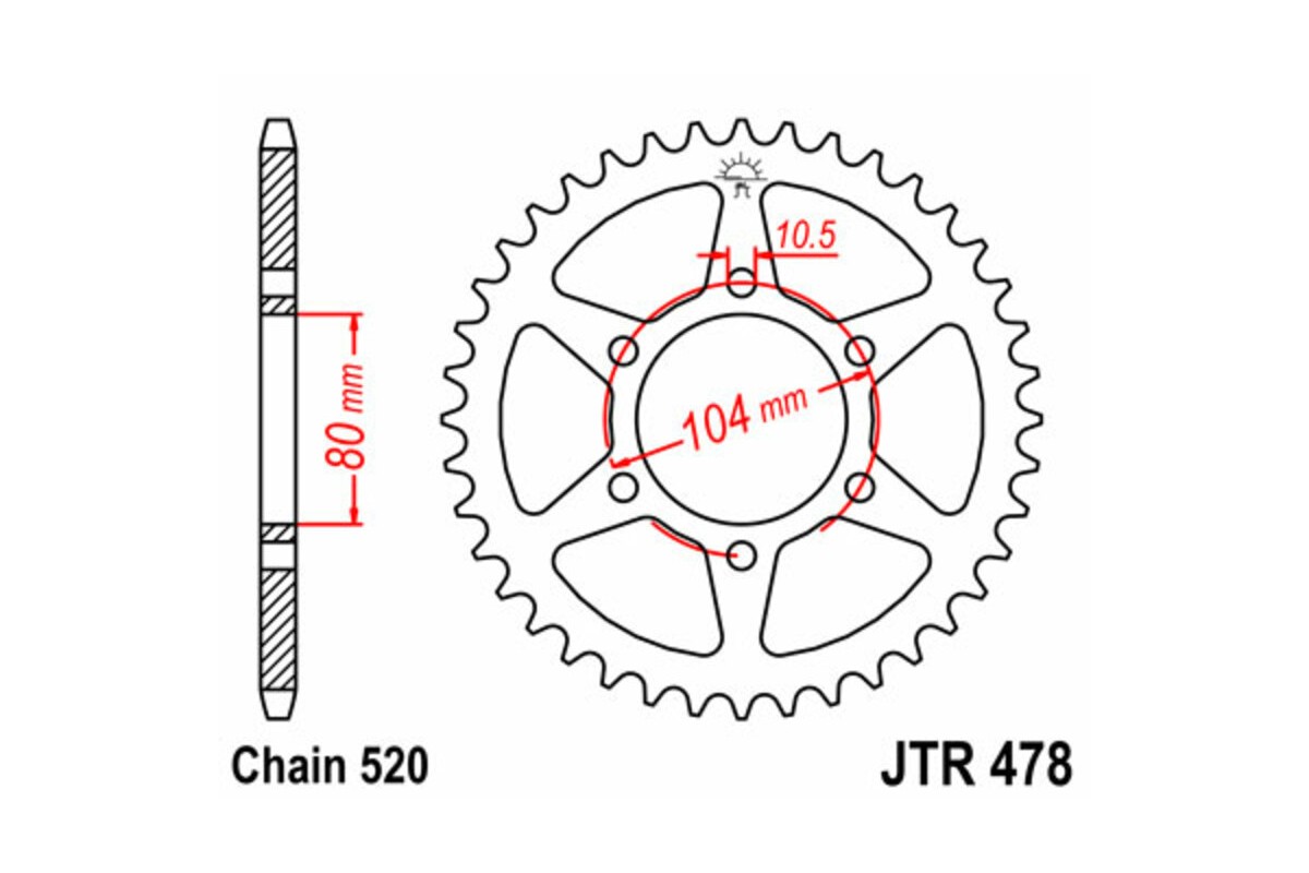Couronne JT SPROCKETS acier standard 478 - 520