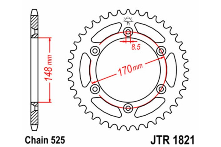 Couronne JT SPROCKETS acier standard 1821 - 525