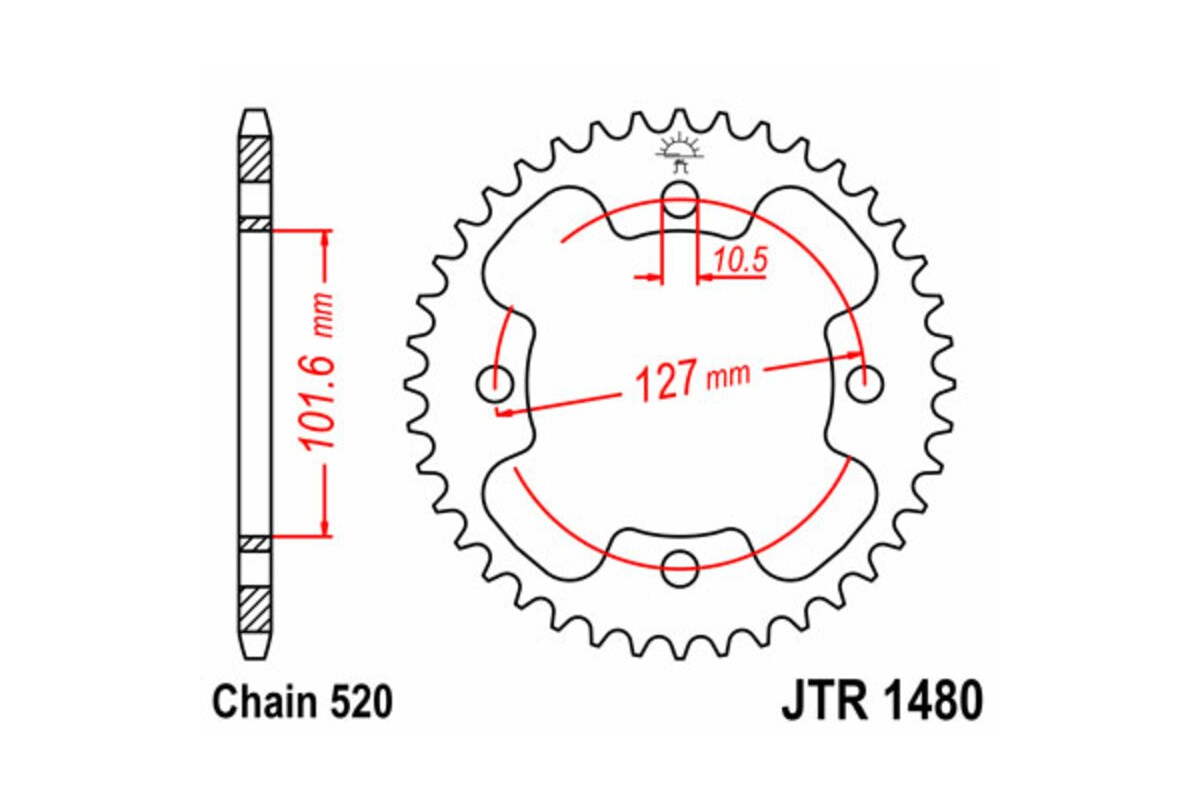 Couronne JT SPROCKETS acier standard 1480 - 520