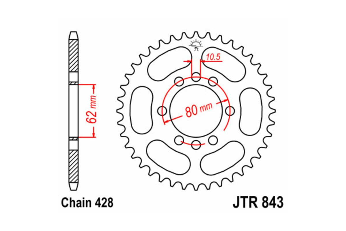 Couronne JT SPROCKETS acier standard 843 - 428