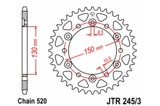 Couronne JT SPROCKETS acier standard 245/3 - 520
