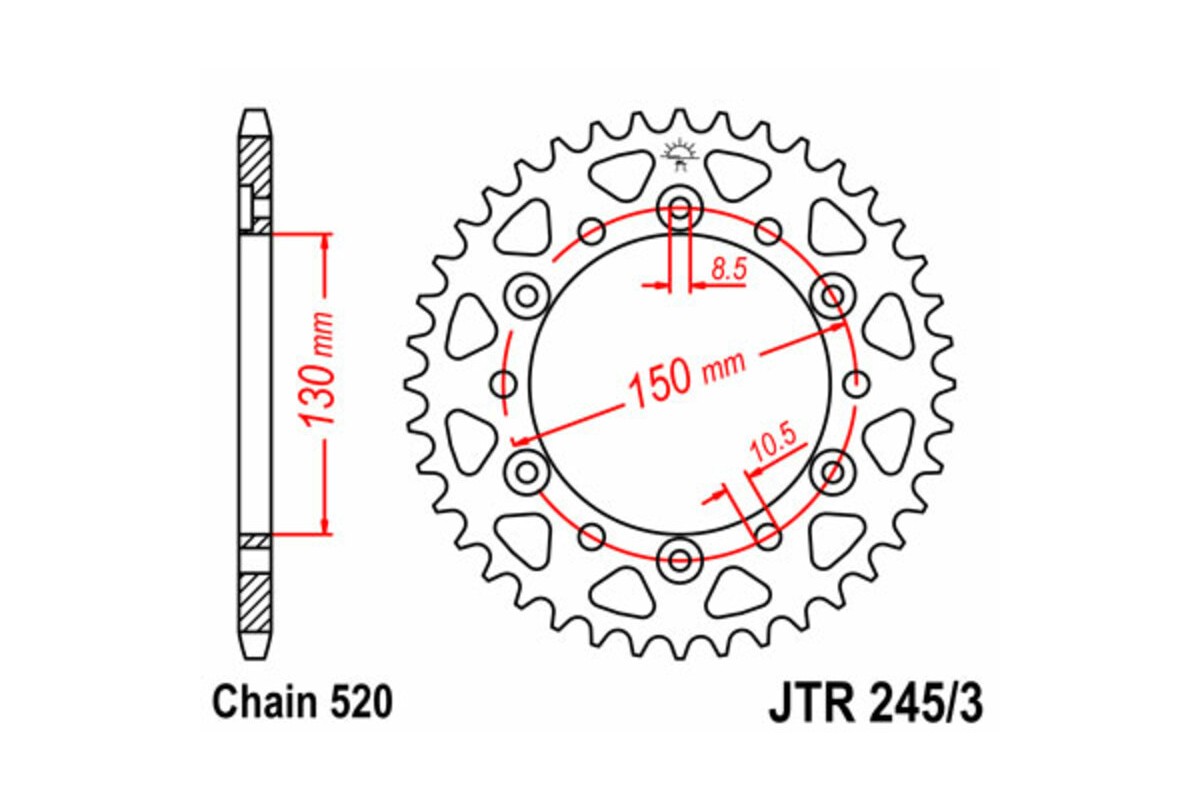 Couronne JT SPROCKETS acier standard 245/3 - 520