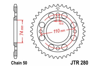 Couronne JT SPROCKETS acier standard 280 - 530