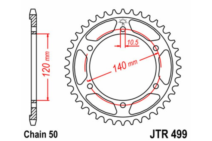 Couronne JT SPROCKETS acier standard 499 - 530