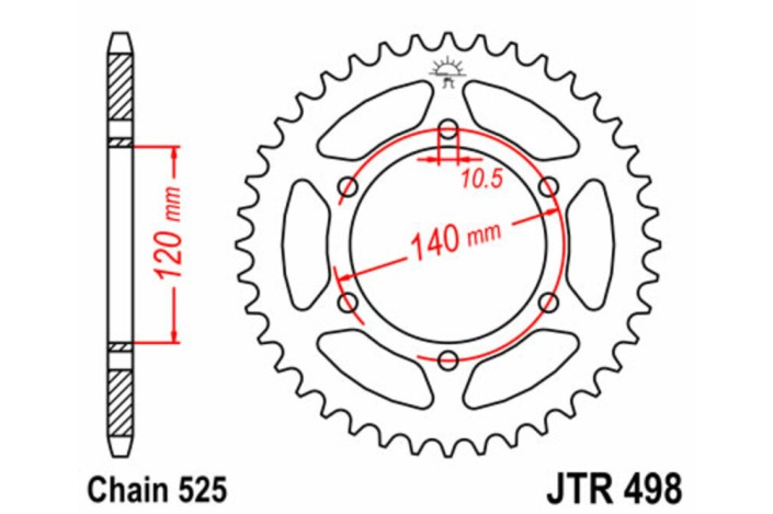 Couronne JT SPROCKETS acier standard 498 - 525