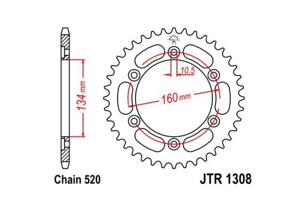 Couronne JT SPROCKETS acier standard 1308 - 520