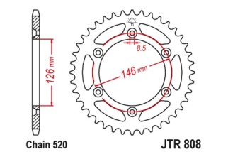 Couronne JT SPROCKETS acier anti-boue 808 - 520