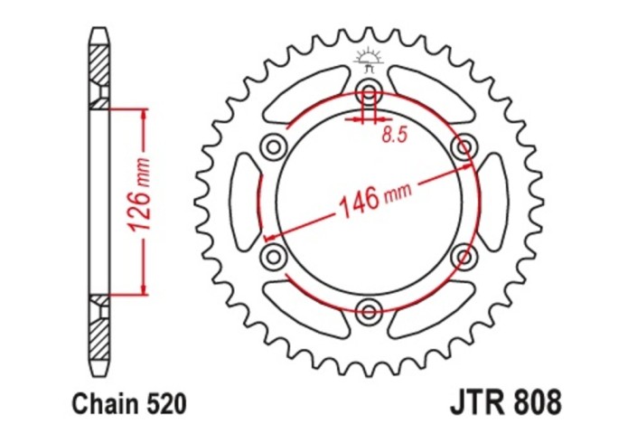 Couronne JT SPROCKETS acier anti-boue 808 - 520