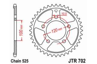 Couronne JT SPROCKETS acier standard 702 - 525