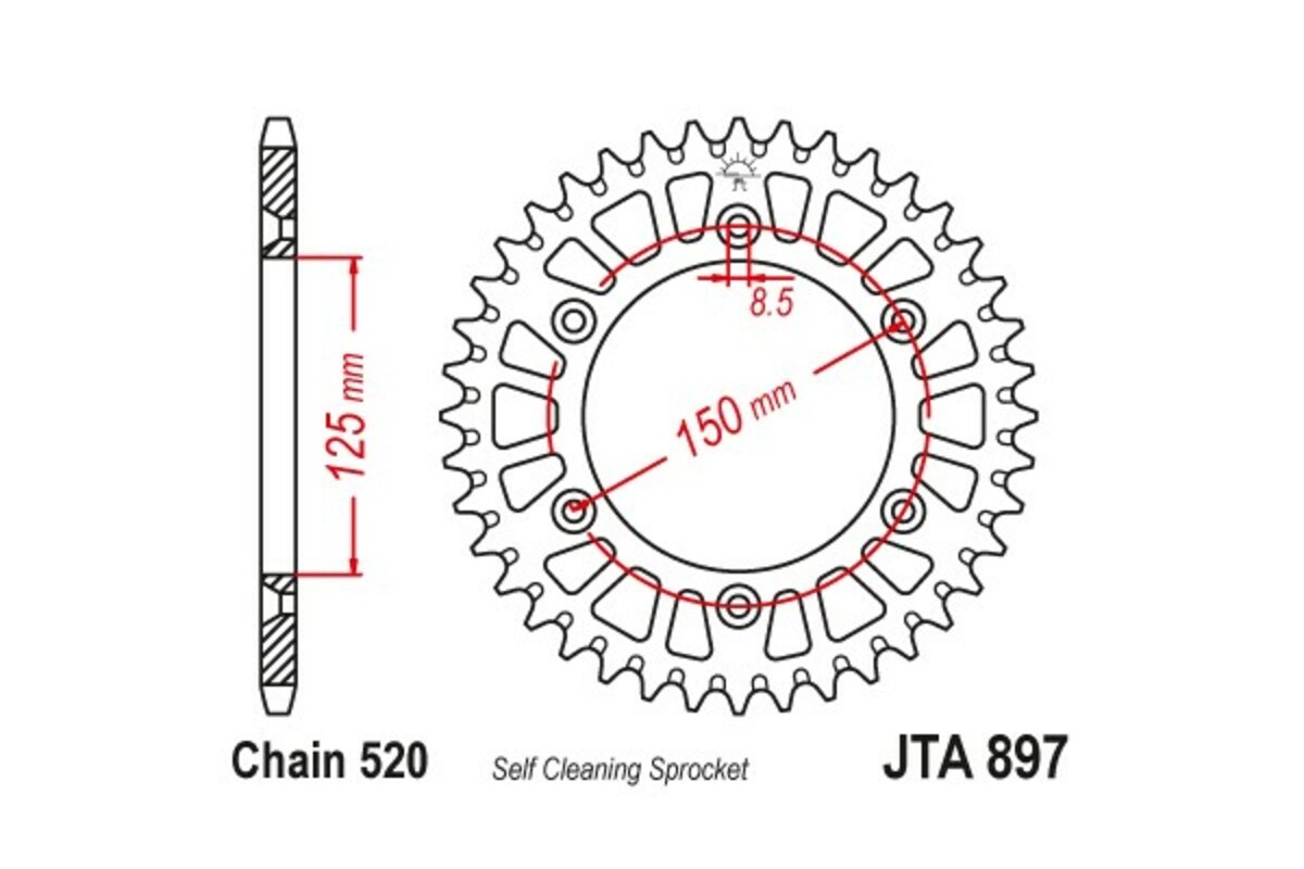 Couronne JT SPROCKETS Racelite aluminium noir 897 - 520