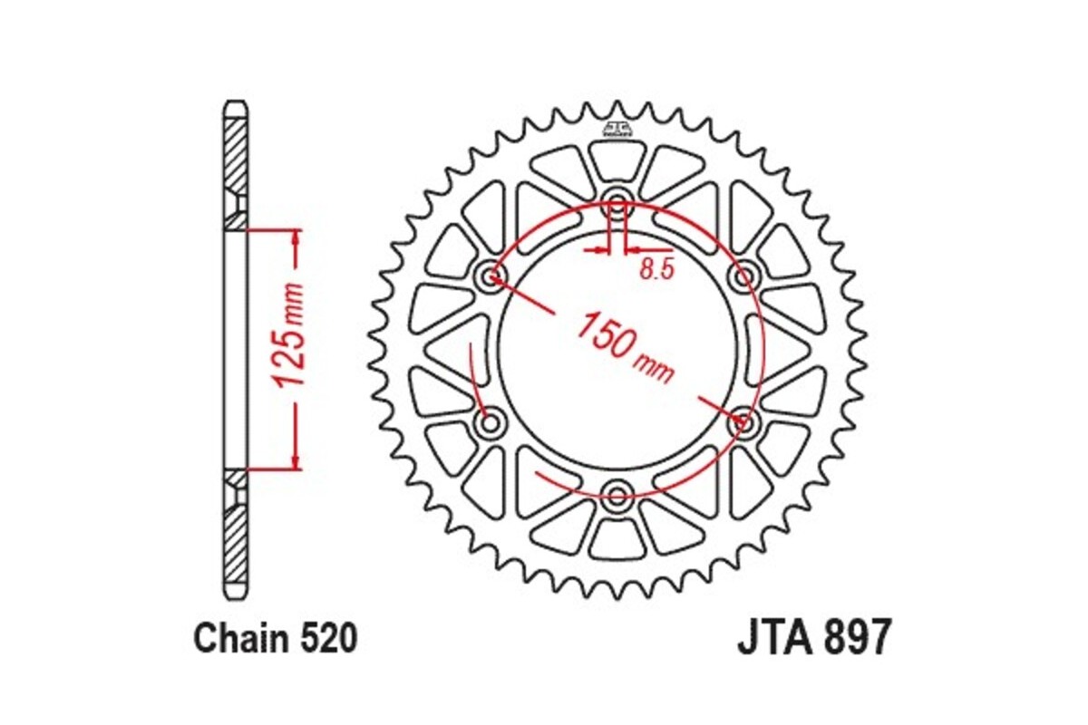 Couronne JT SPROCKETS Racelite aluminium noir 897 - 520