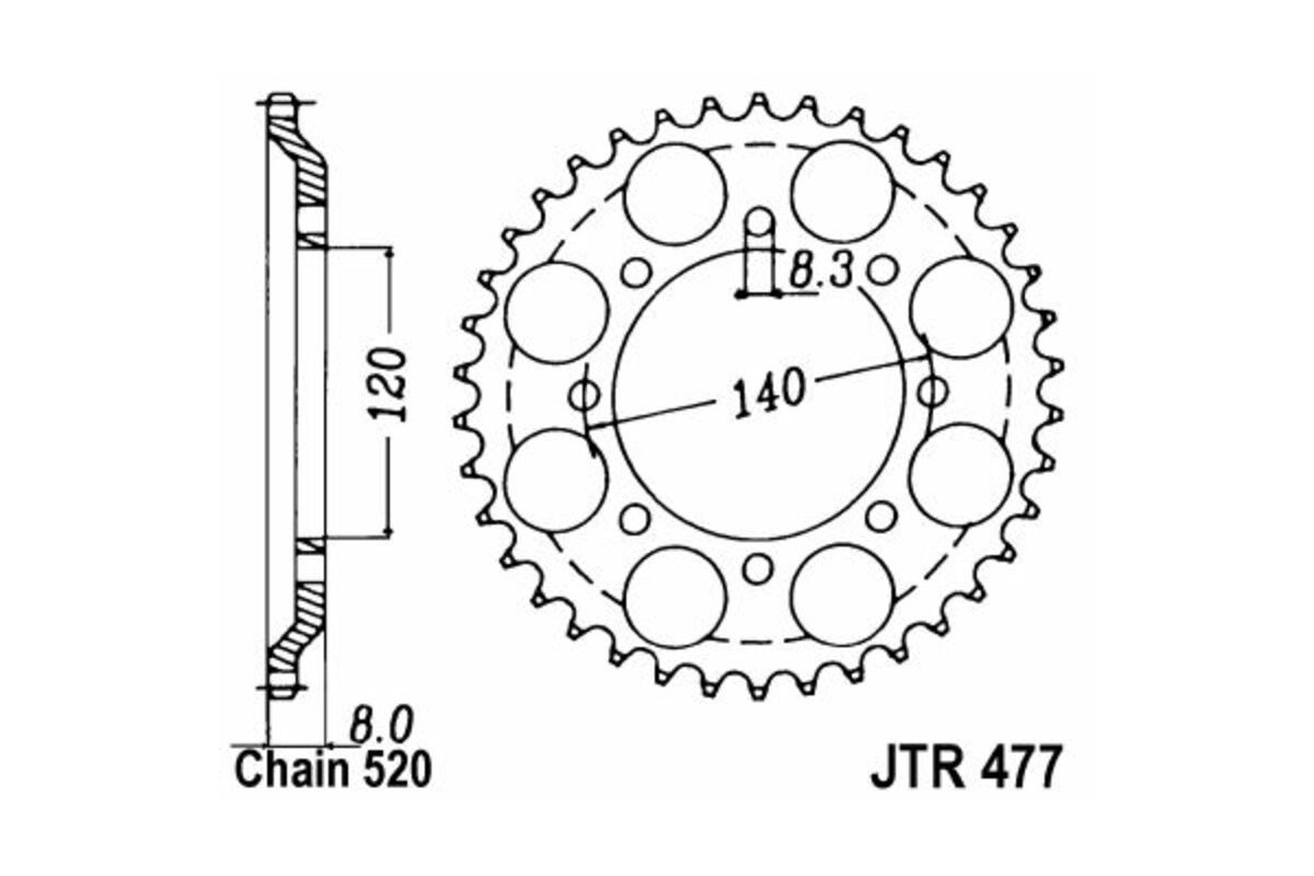 Couronne JT SPROCKETS acier standard 477 - 520
