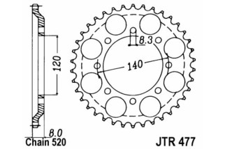 Couronne JT SPROCKETS acier standard 477 - 520