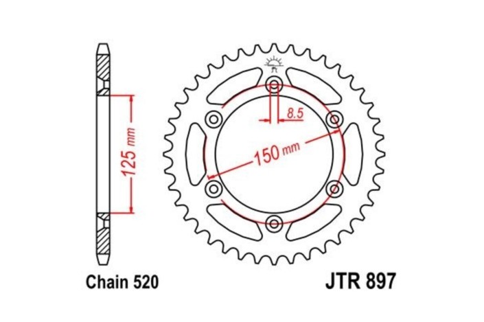 Couronne JT SPROCKETS zinc standard 897 - 520
