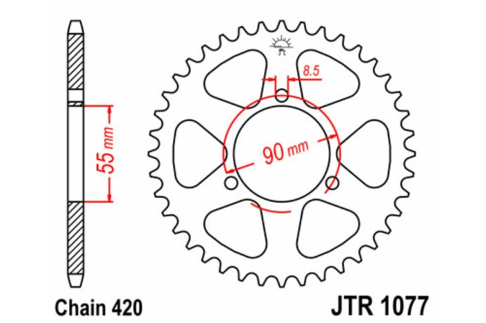 Couronne JT SPROCKETS acier standard 1077 - 420