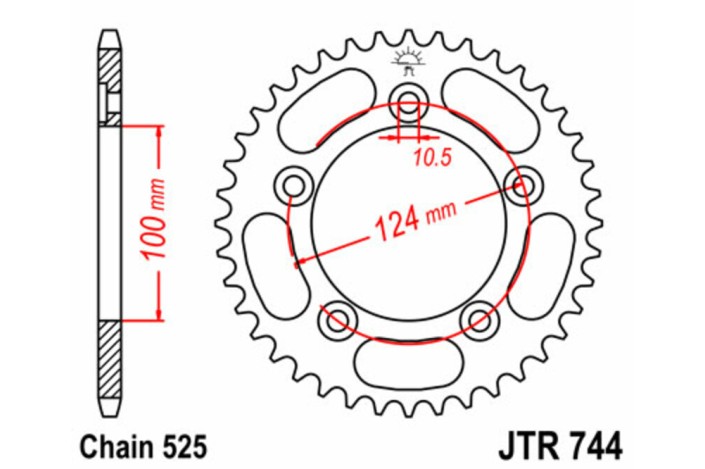 Couronne JT SPROCKETS acier standard 744 - 525
