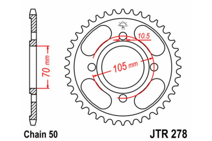 Couronne JT SPROCKETS acier standard 278 - 530