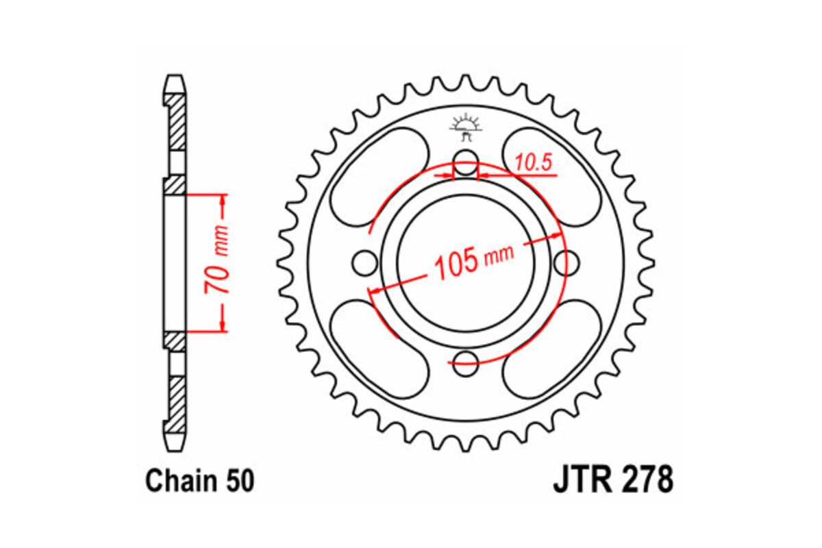 Couronne JT SPROCKETS acier standard 278 - 530