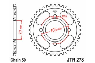 Couronne JT SPROCKETS acier standard 278 - 530