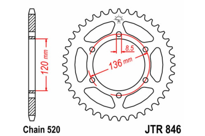 Couronne JT SPROCKETS acier standard 846 - 520