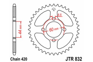 Couronne JT SPROCKETS acier standard 832 - 420