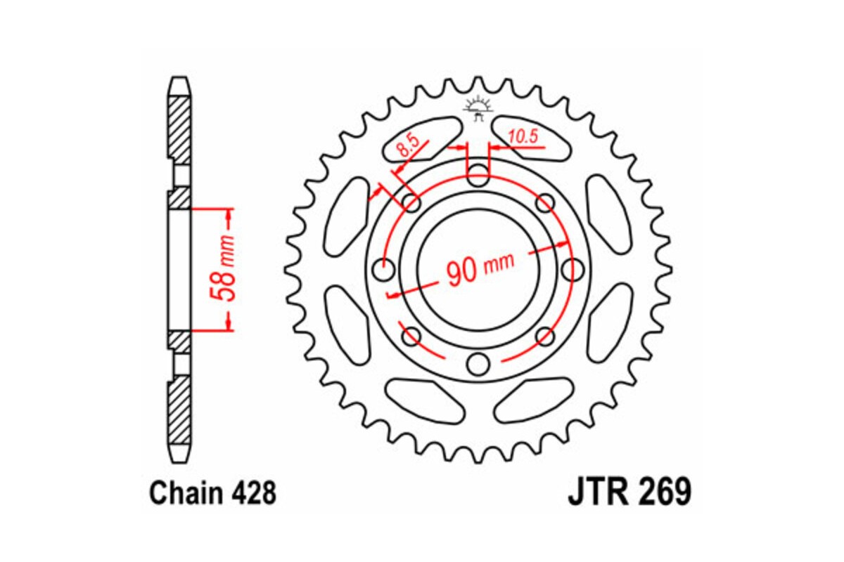 Couronne JT SPROCKETS acier standard 269 - 428