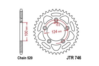 Couronne JT SPROCKETS acier standard 746 - 520