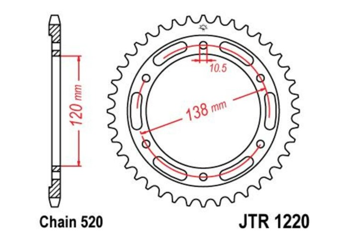 Couronne JT SPROCKETS acier standard 1220 - 520