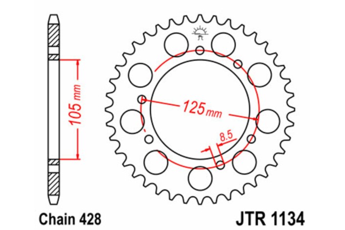 Couronne JT SPROCKETS acier standard 1134 - 428