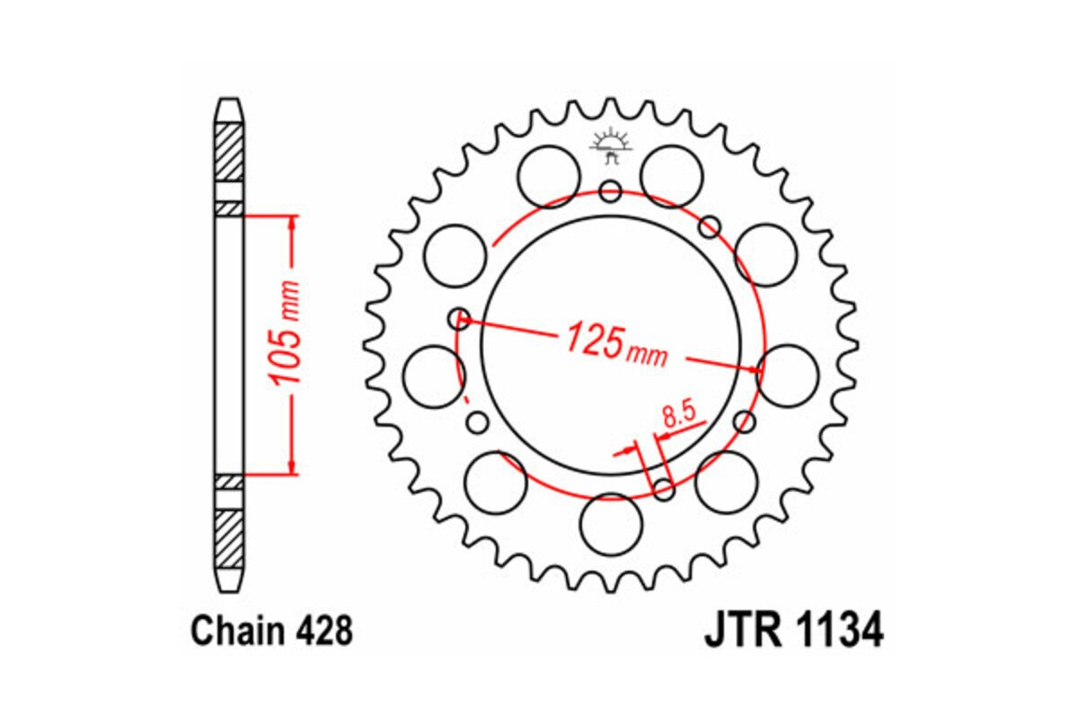 Couronne JT SPROCKETS acier standard 1134 - 428