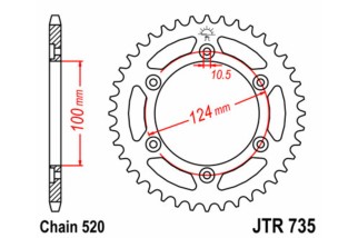 Couronne JT SPROCKETS acier standard 735 - 520