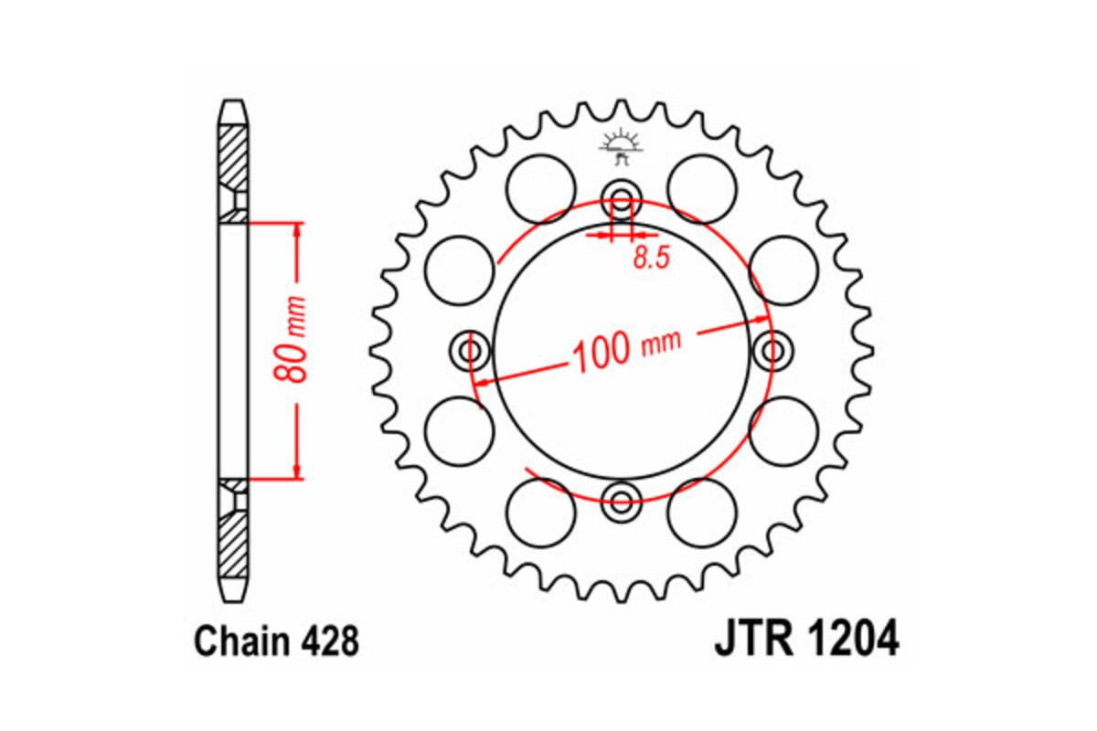 Couronne JT SPROCKETS acier standard 1204 - 428