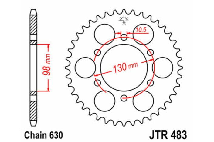 Couronne JT SPROCKETS acier standard 483 - 630
