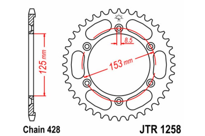 Couronne JT SPROCKETS acier standard 1258 - 428