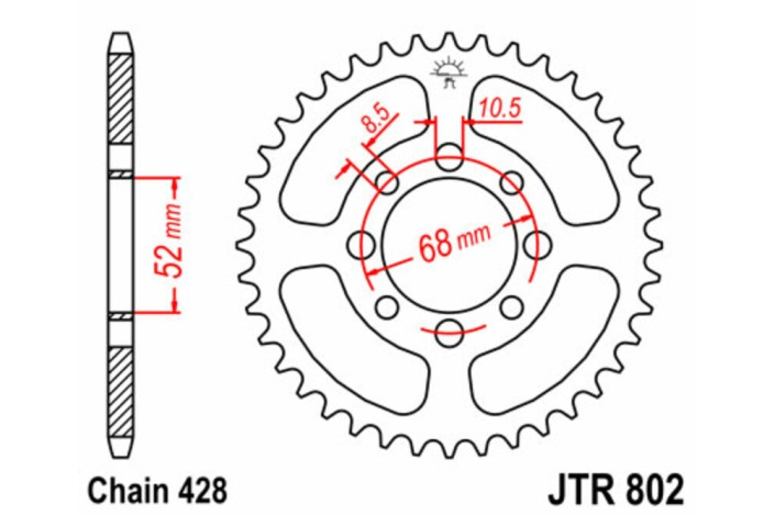 Couronne JT SPROCKETS acier standard 802 - 428