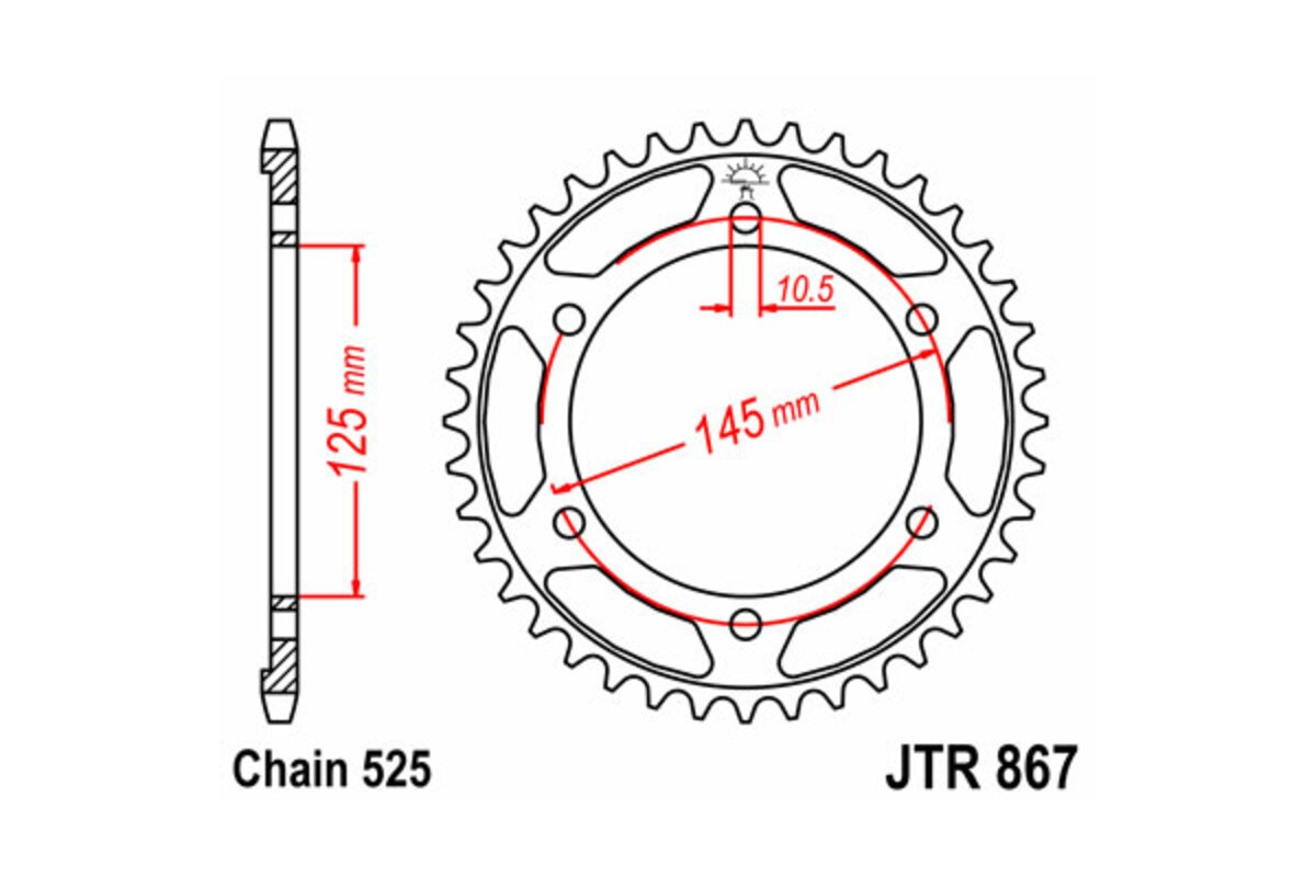 Couronne JT SPROCKETS acier standard 867 - 525