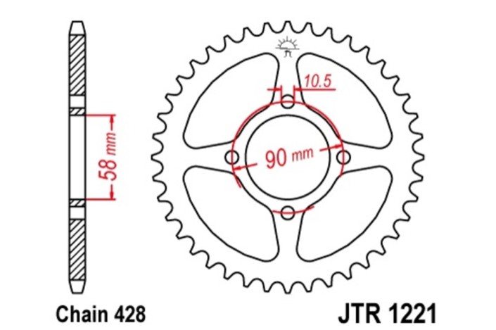 Couronne JT SPROCKETS acier standard 1221 - 428