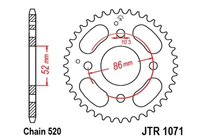 Couronne JT SPROCKETS acier standard 1071 - 520