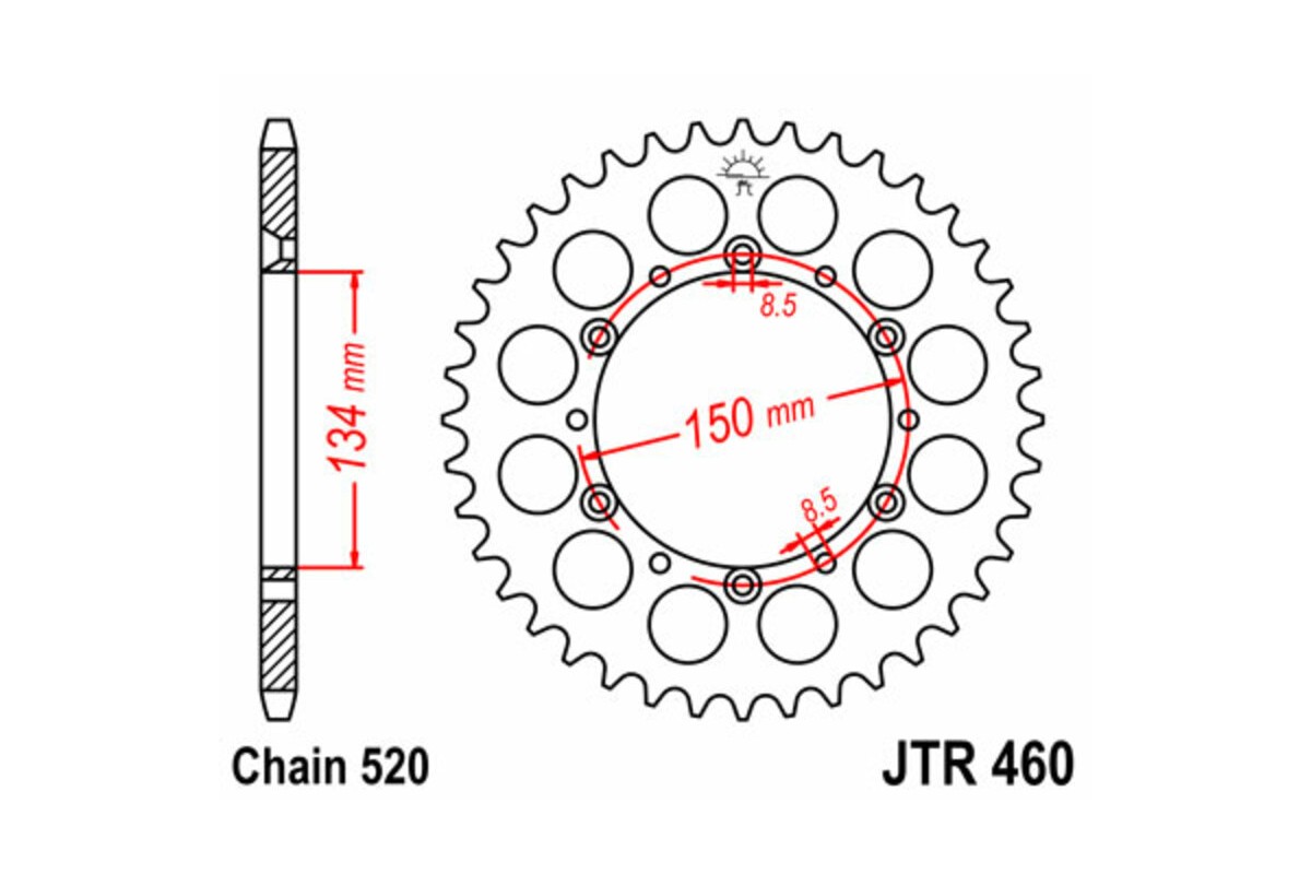 Couronne JT SPROCKETS acier standard 460 - 520