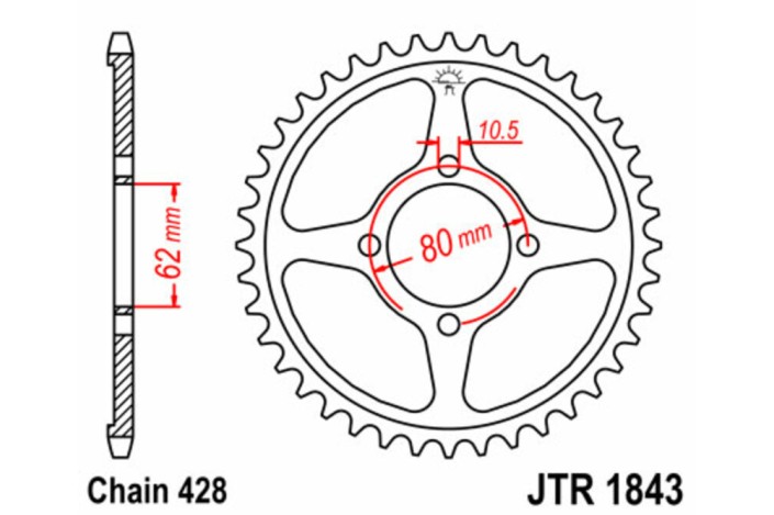Couronne JT SPROCKETS acier standard 1843 - 428